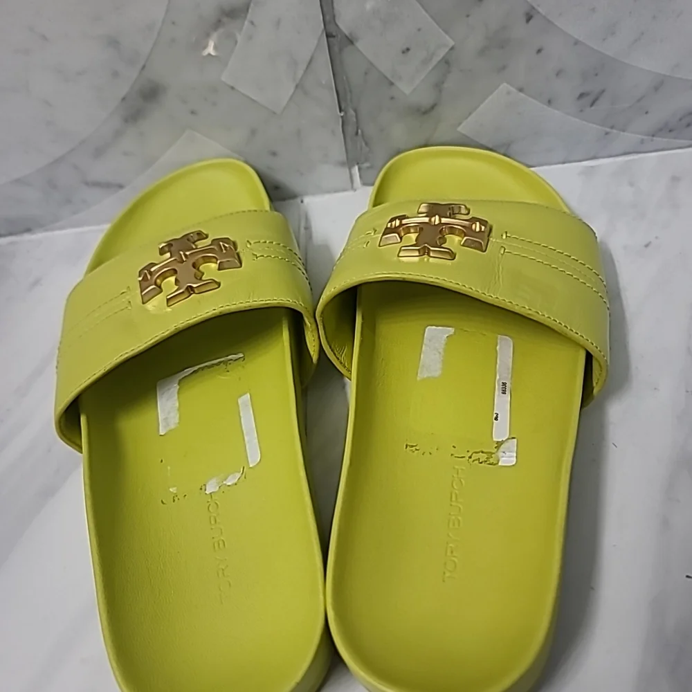 Tory Burch Everly Anatomic Cloud Leather Slide Sandals Yuzu 88336 Size 6.5
